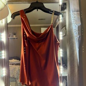 Elegant Rust Women's Top with Chain Strap